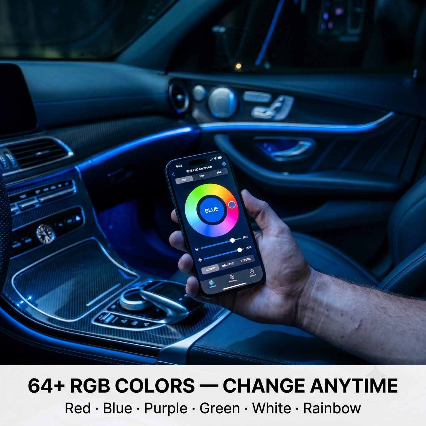 Car Interior LED Ambient Light Kit — RGB App Control, Music Sync | Zovex Auto
